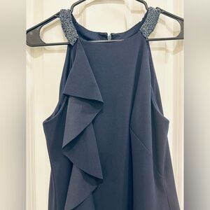 Ralph Lauren Navy Blue Dress w/ Beaded Shoulders - Size 10